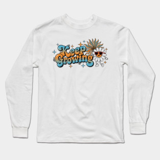 Groovy Retro Daisy - Keep Growing Positive Vibes Long Sleeve T-Shirt