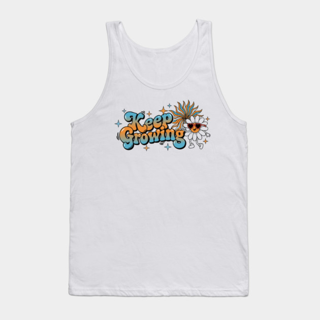 Groovy Retro Daisy - Keep Growing Positive Vibes Tank Top by criarthdesign