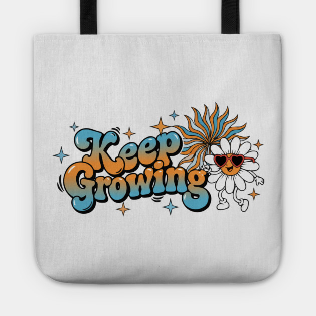 Groovy Retro Daisy - Keep Growing Positive Vibes Tote by criarthdesign