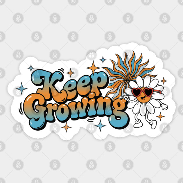 Groovy Retro Daisy - Keep Growing Positive Vibes Sticker by criarthdesign