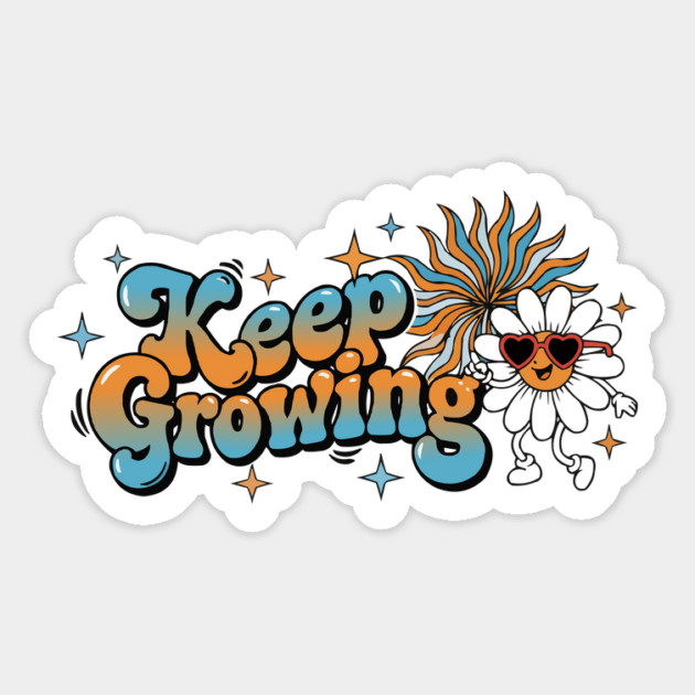 Groovy Retro Daisy - Keep Growing Positive Vibes Magnet by criarthdesign