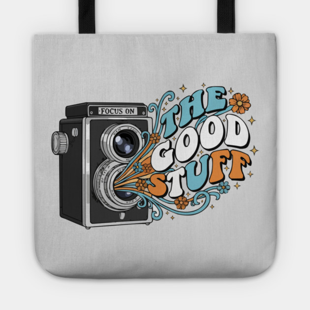 Focus On The Good Stuff - Retro Vintage Camera Photography Tote by criarthdesign