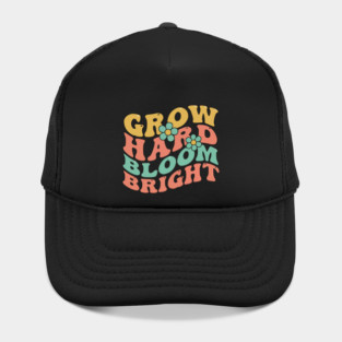 Grow Hard Bloom Bright Retro 70s Groovy Hat