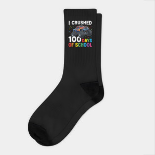 I Crushed 100 Days of School Monster Truck Socks