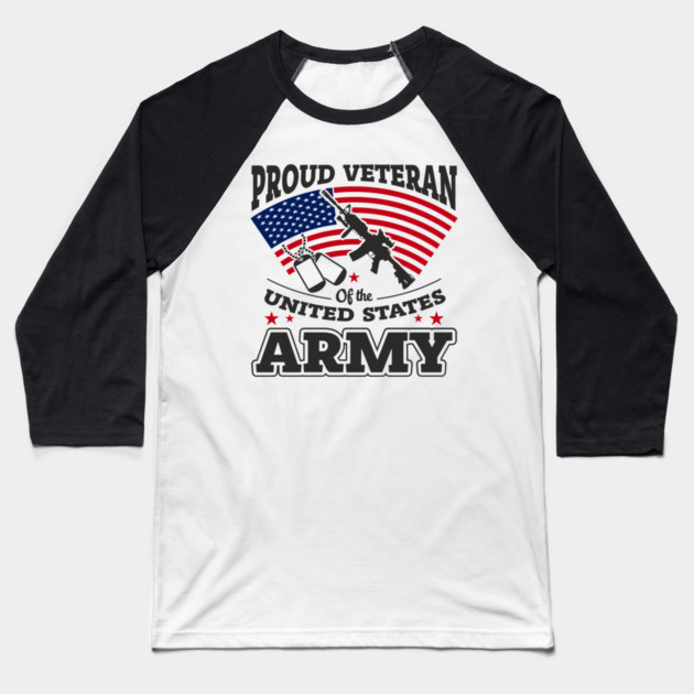 Proud Veteran United States Army National Pride Baseball T-Shirt by Anticorporati