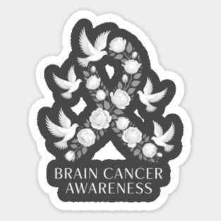 Brain Cancer Awareness Brain Tumor Gray Ribbon Sticker
