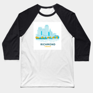 Richmond Virginia Skyline Trees Baseball T-Shirt
