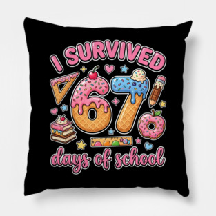 I Survived 67 Days of School Kawaii Donut Ice Cream Pillow
