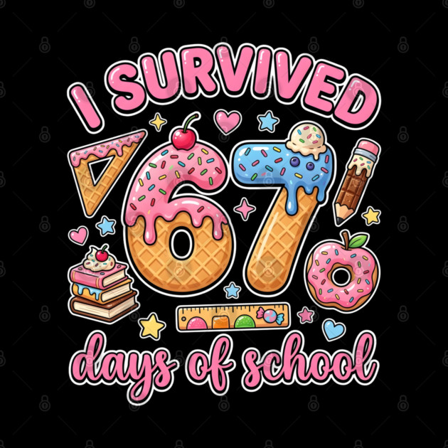 I Survived 67 Days of School Kawaii Donut Ice Cream by Creatifly Graphic Tees