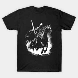 Witch King of the Night – Dark Fantasy Rider Reverse Illustration T-Shirt