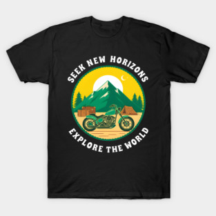 SEEK NEW HORIZONS, EXPLORE THE WORLD – Travel & Adventure Quote Design T-Shirt