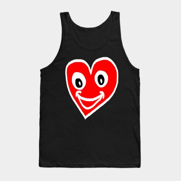 Smiling Heart Face Tank Top by Creatifly Graphic Tees