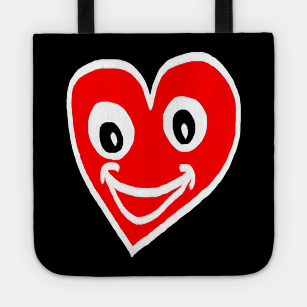 Smiling Heart Face Tote by Creatifly Graphic Tees