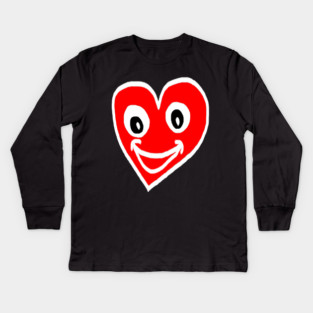 Smiling Heart Face Kids Long Sleeve T-Shirt