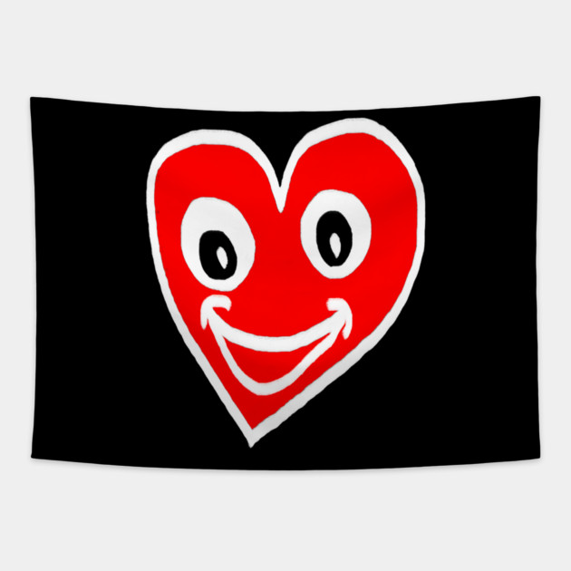 Smiling Heart Face Tapestry by Creatifly Graphic Tees