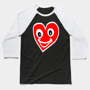 Smiling Heart Face Baseball T-Shirt