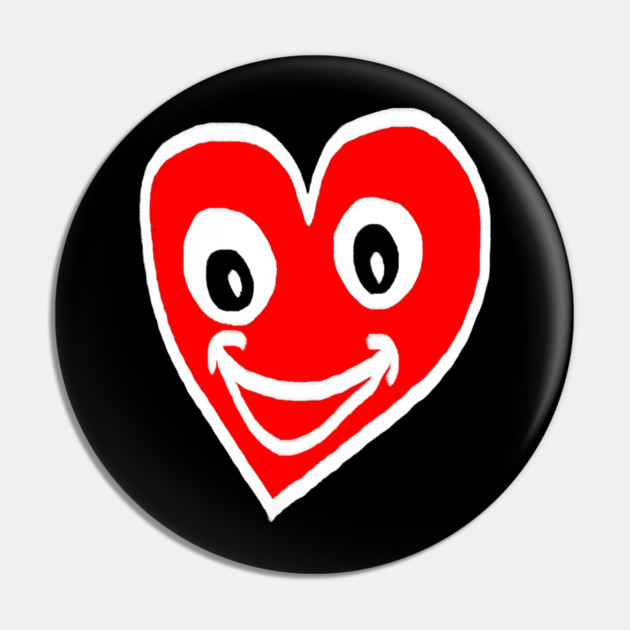Smiling Heart Face Pin by Creatifly Graphic Tees