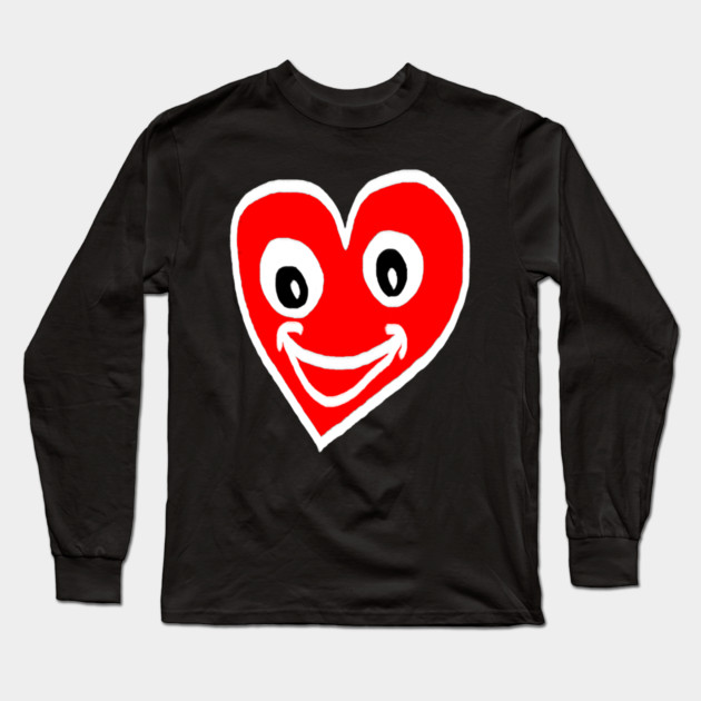 Smiling Heart Face Long Sleeve T-Shirt by Creatifly Graphic Tees