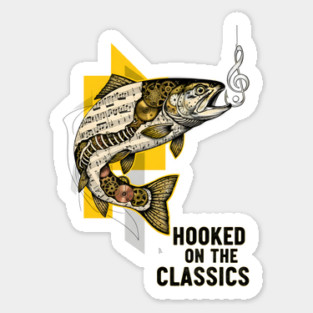 Surreal Music Note Trout and Clockwork Gear Collage Magnet