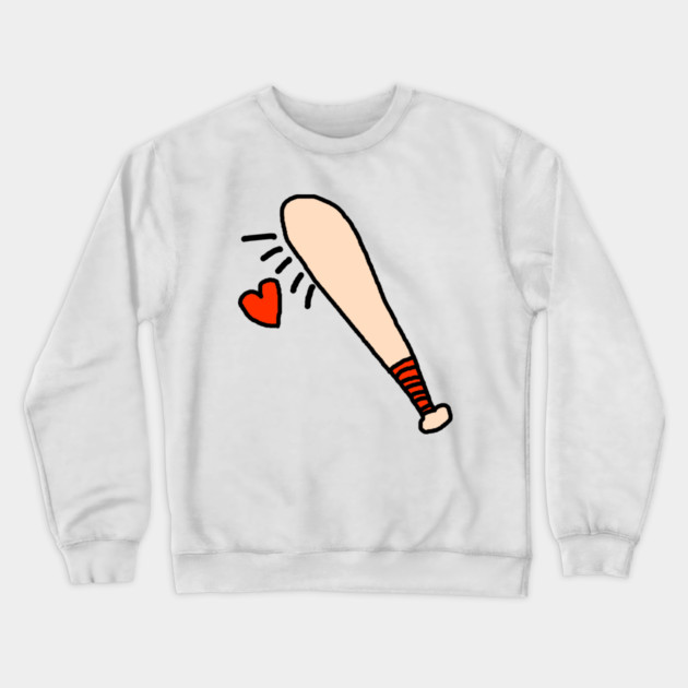 Baseball Bat Love Heart Crewneck Sweatshirt by Creatifly Graphic Tees