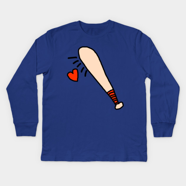 Baseball Bat Love Heart Kids Long Sleeve T-Shirt by Creatifly Graphic Tees