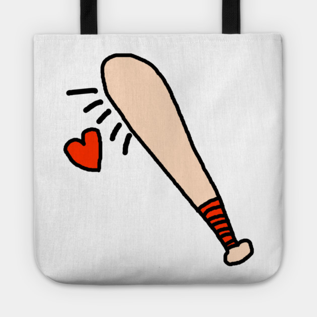 Baseball Bat Love Heart Tote by Creatifly Graphic Tees