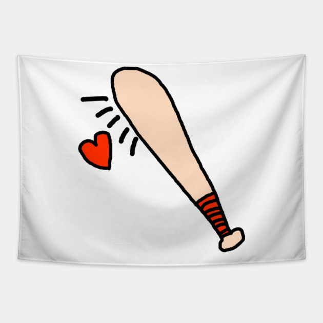 Baseball Bat Love Heart Tapestry by Creatifly Graphic Tees