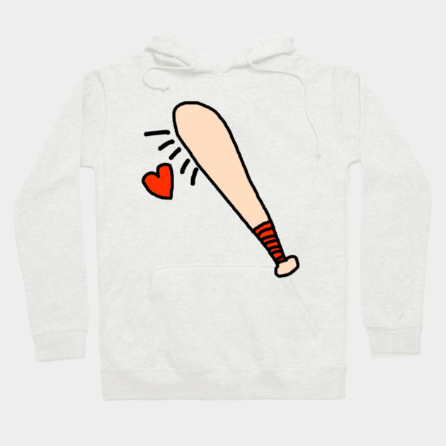Baseball Bat Love Heart Hoodie by Creatifly Graphic Tees