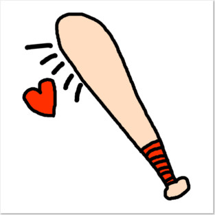 Baseball Bat Love Heart Posters and Art
