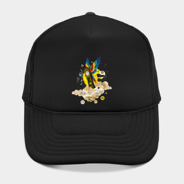 Victorian Clock with Macaw Wings Surreal Collage by criarthdesign