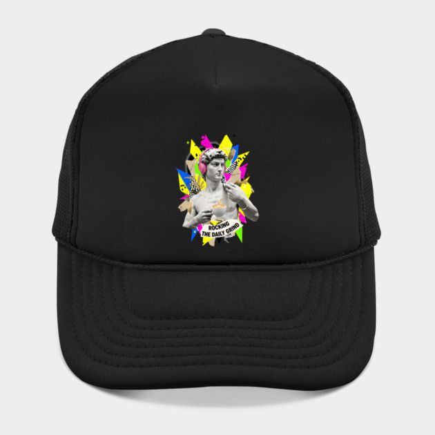 David Statue with Pink Headphones and Latte Collage by criarthdesign