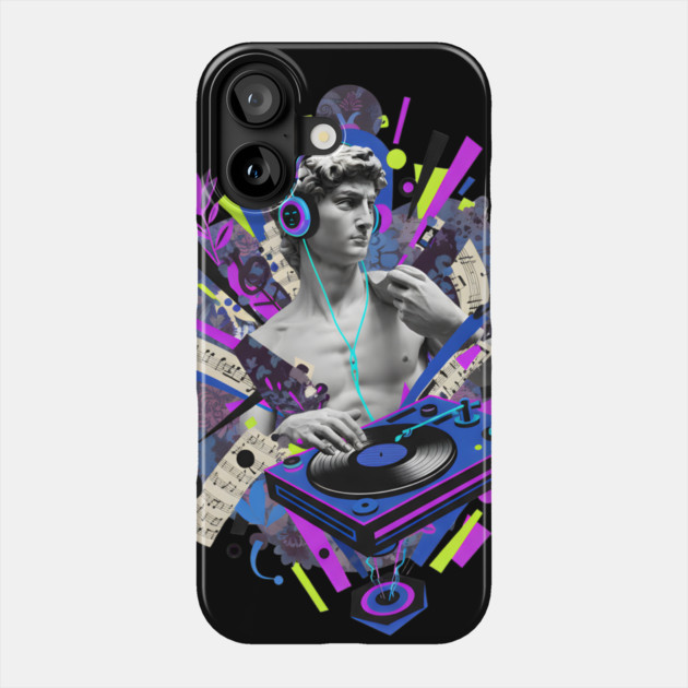 David Statue Spinning Vinyl Record Collage Art Phone Case by criarthdesign
