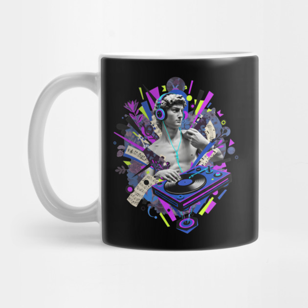 David Statue Spinning Vinyl Record Collage Art by criarthdesign