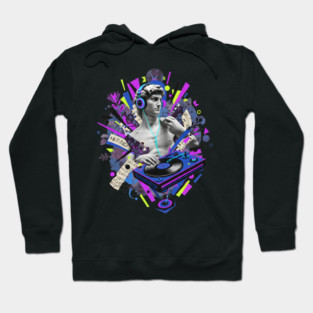 David Statue Spinning Vinyl Record Collage Art Hoodie