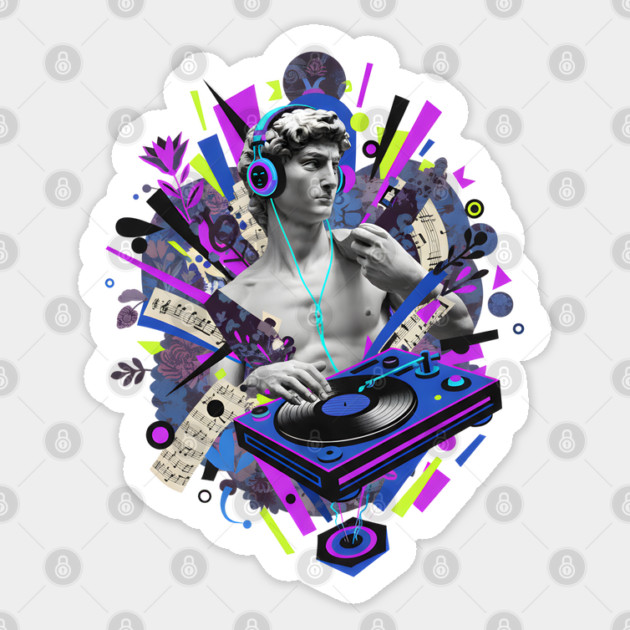 David Statue Spinning Vinyl Record Collage Art Sticker by criarthdesign