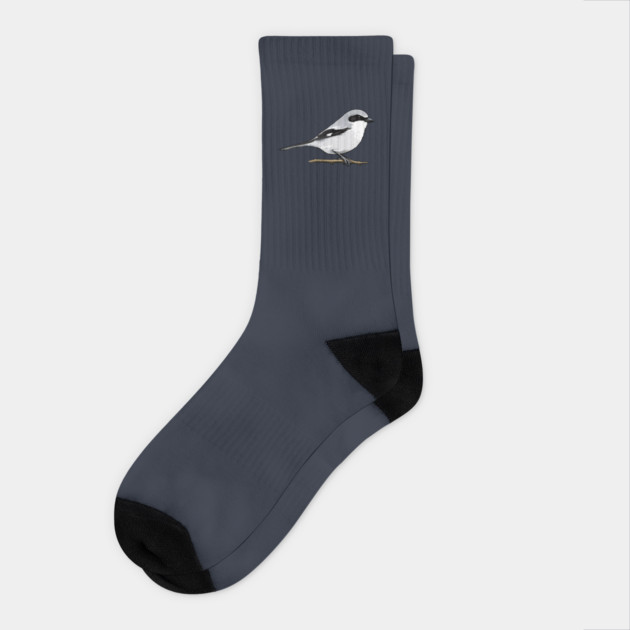 Loggerhead Shrike Bird Illustration | Minimal Wildlife Art Socks by DonWillisJrArt
