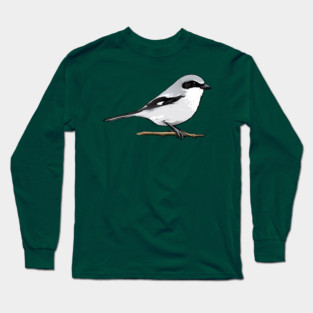 Loggerhead Shrike Bird Illustration | Minimal Wildlife Art Long Sleeve T-Shirt