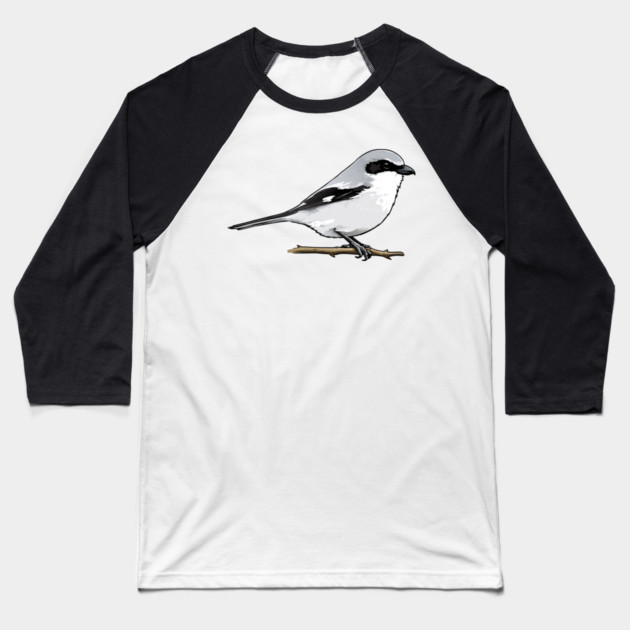 Loggerhead Shrike Bird Illustration | Minimal Wildlife Art Baseball T-Shirt by DonWillisJrArt