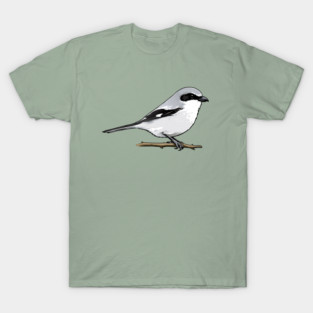 Loggerhead Shrike Bird Illustration | Minimal Wildlife Art T-Shirt