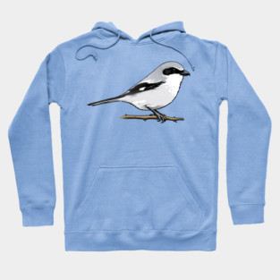 Loggerhead Shrike Bird Illustration | Minimal Wildlife Art Hoodie