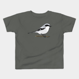 Loggerhead Shrike Bird Illustration | Minimal Wildlife Art Kids T-Shirt