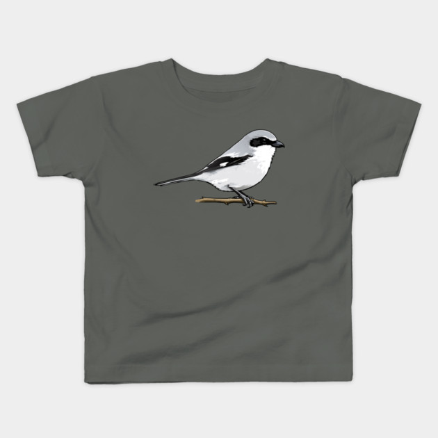 Loggerhead Shrike Bird Illustration | Minimal Wildlife Art Kids T-Shirt by DonWillisJrArt