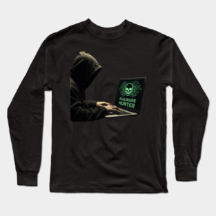 Malware Hunter Skull Hacker Long Sleeve T-Shirt
