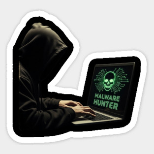 Malware Hunter Skull Hacker Sticker