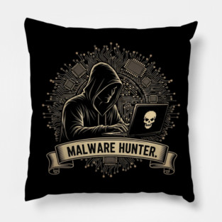 Malware Hunter Hacker Silhouette Pillow