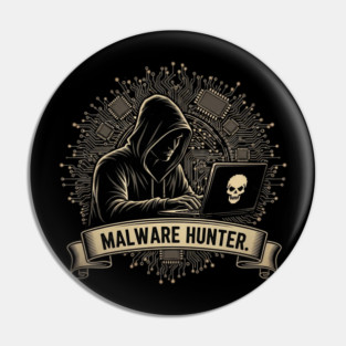 Malware Hunter Hacker Silhouette Pin