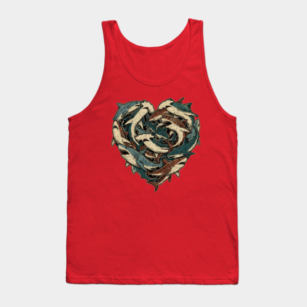 Shark Heart Tank Top by Creatifly Graphic Tees