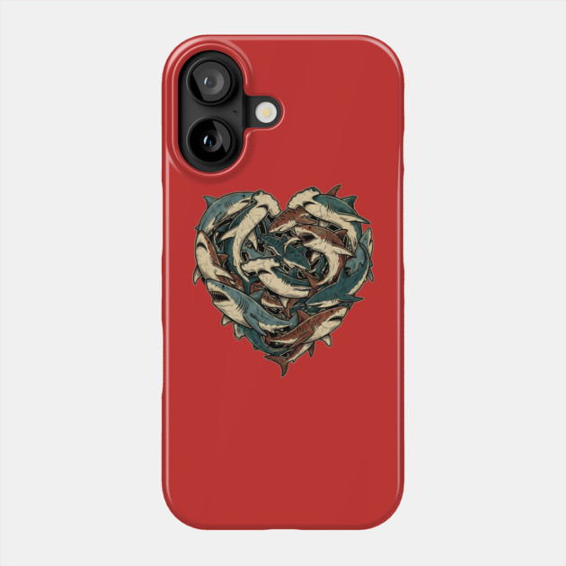 Shark Heart Phone Case by Creatifly Graphic Tees
