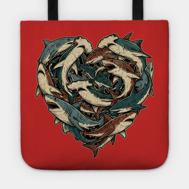 Shark Heart Tote by Creatifly Graphic Tees