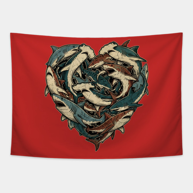 Shark Heart Tapestry by Creatifly Graphic Tees